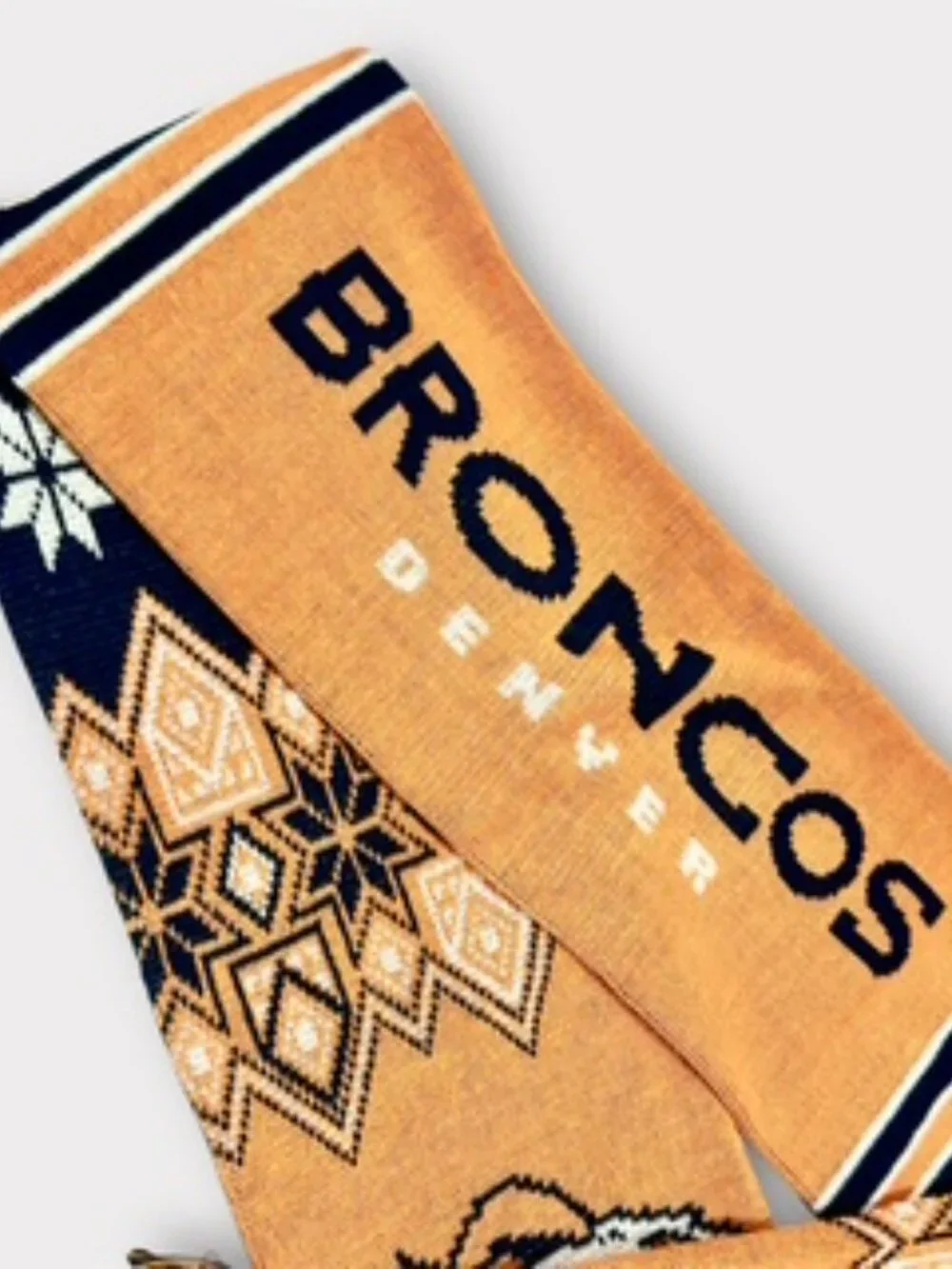 Forever Collectibles Denver Broncos Scarf Snowflakes Fringe Orange and Navy